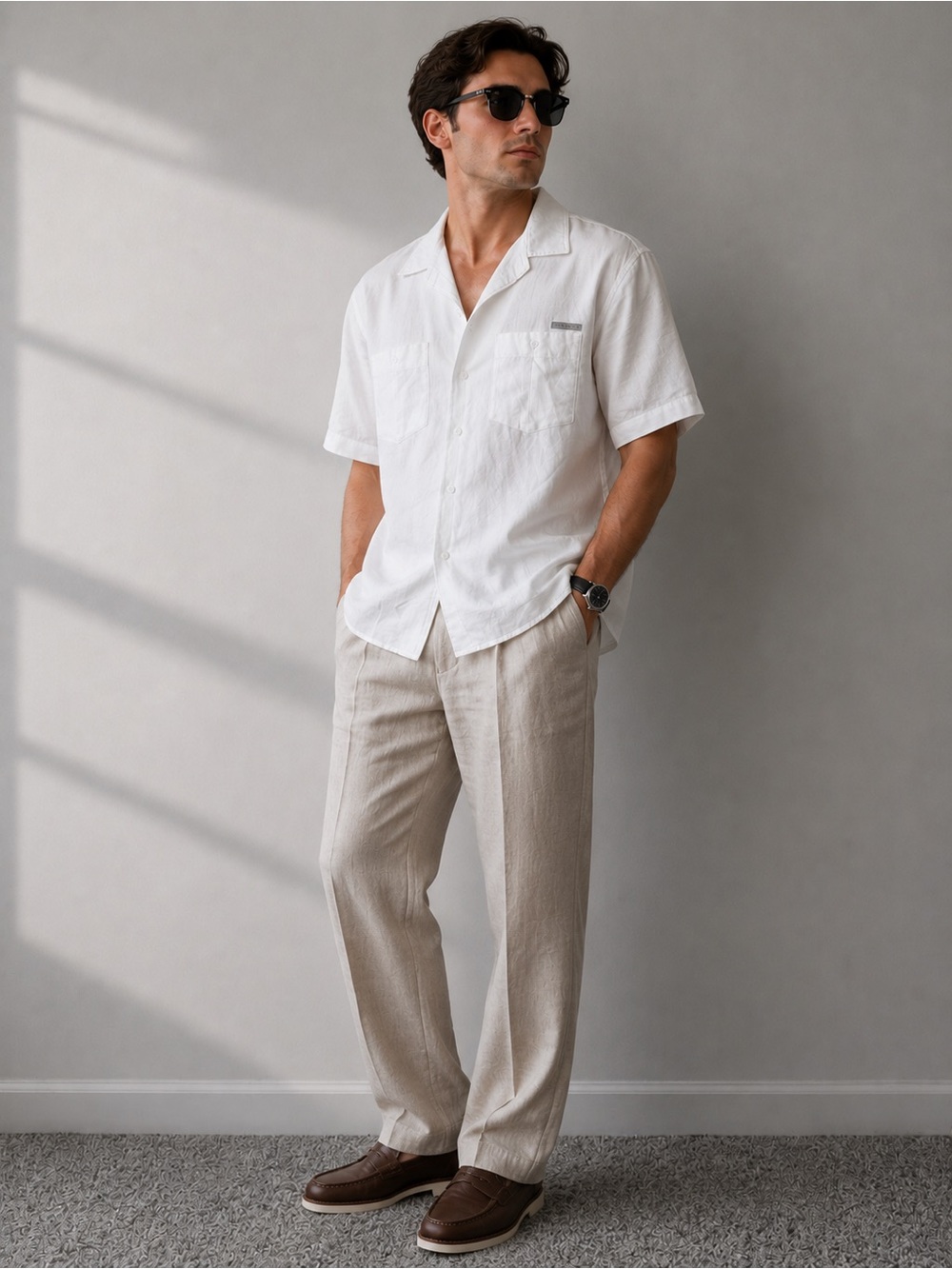 Sean John White Linen Blend Camp Collar Shirt 3XL NWT Relaxed Resort Style